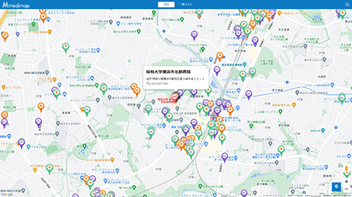 メディマップの検索画面です。クリックで画像が大きくなります